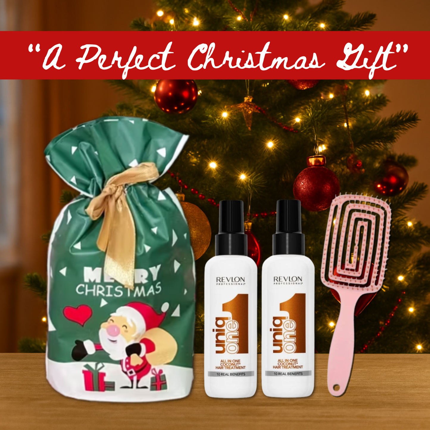 2x Revlon Uniq One Coconut 150ml with Hair Brush + Christmas Gift Bag🎁