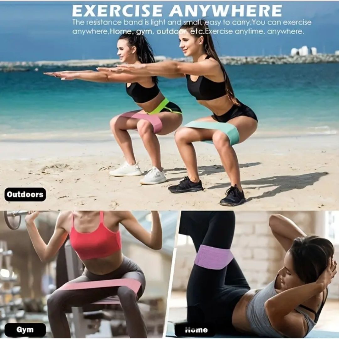 TOTAL BODY RESISTANCE BUNDLE - Fabric Resistance Band (3 Sets) + Resistance Band with Handle Bundle