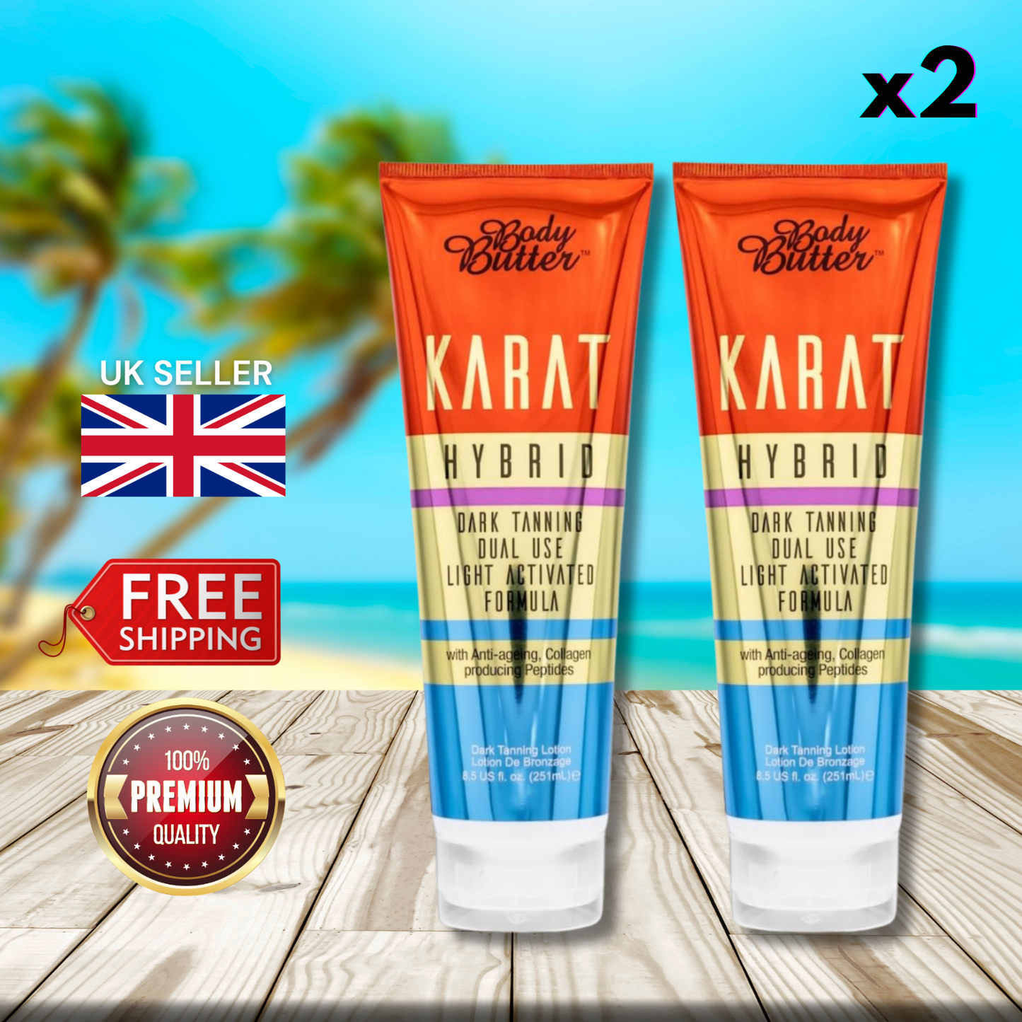 2 x Body Butter Karat Hybrid Dark Tanning with Anti-aging Collagen 251ml