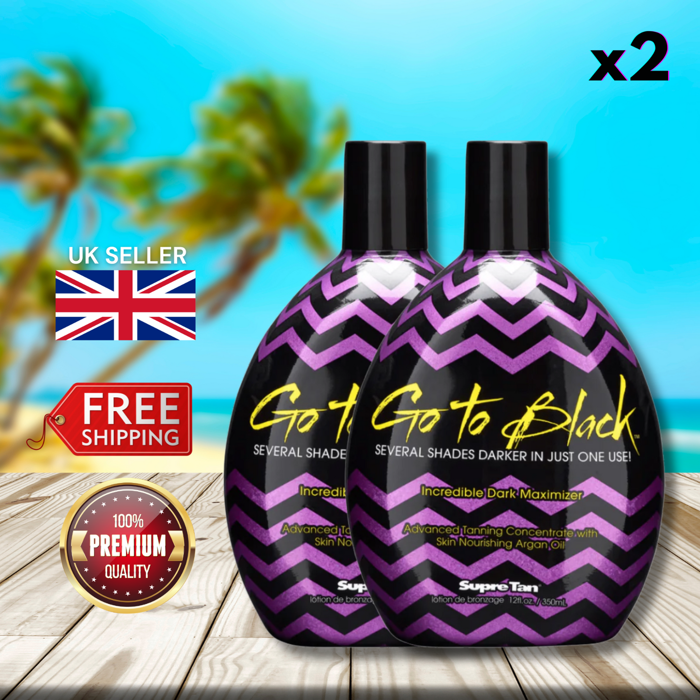 2 x Supre Tan Go To Black 350ml - Go Dark, Go Bold, Go Black!