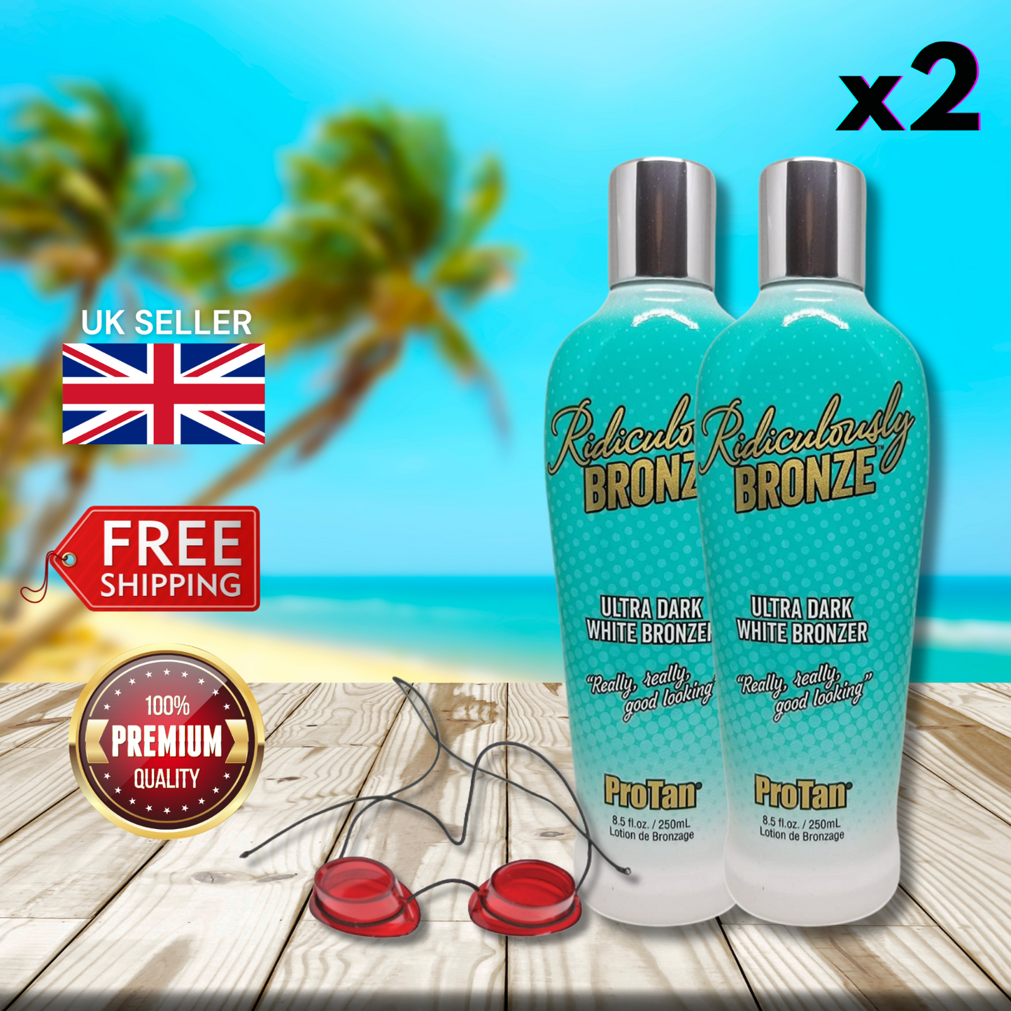 Pro Tan Ridiculously Bronze Ultra Dark White Bronzer 250ml + Sunbed Goggles