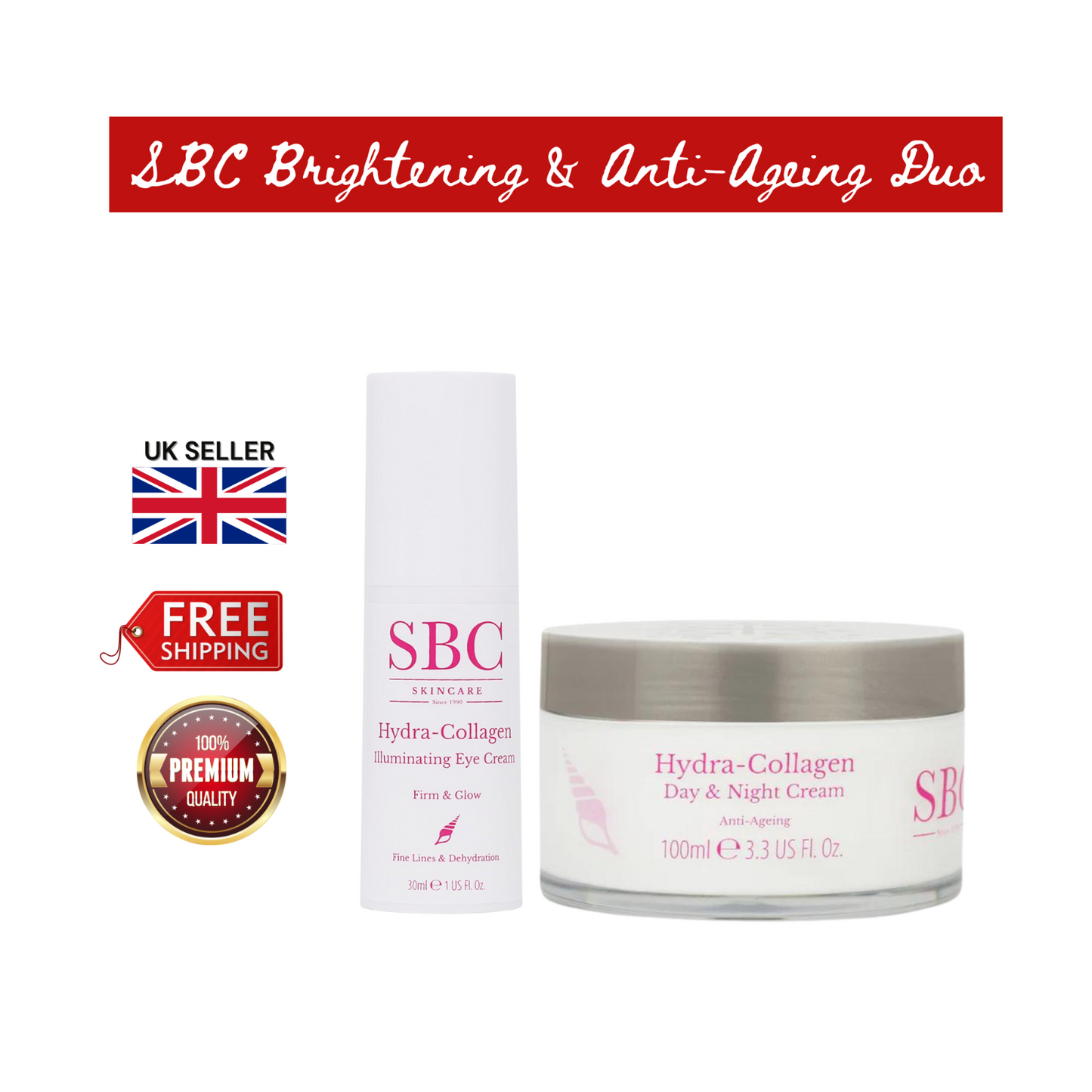 SBC Hydra-Collagen Eye Cream & Day & Night Cream Bundle – Firm, Smooth & Hydrate