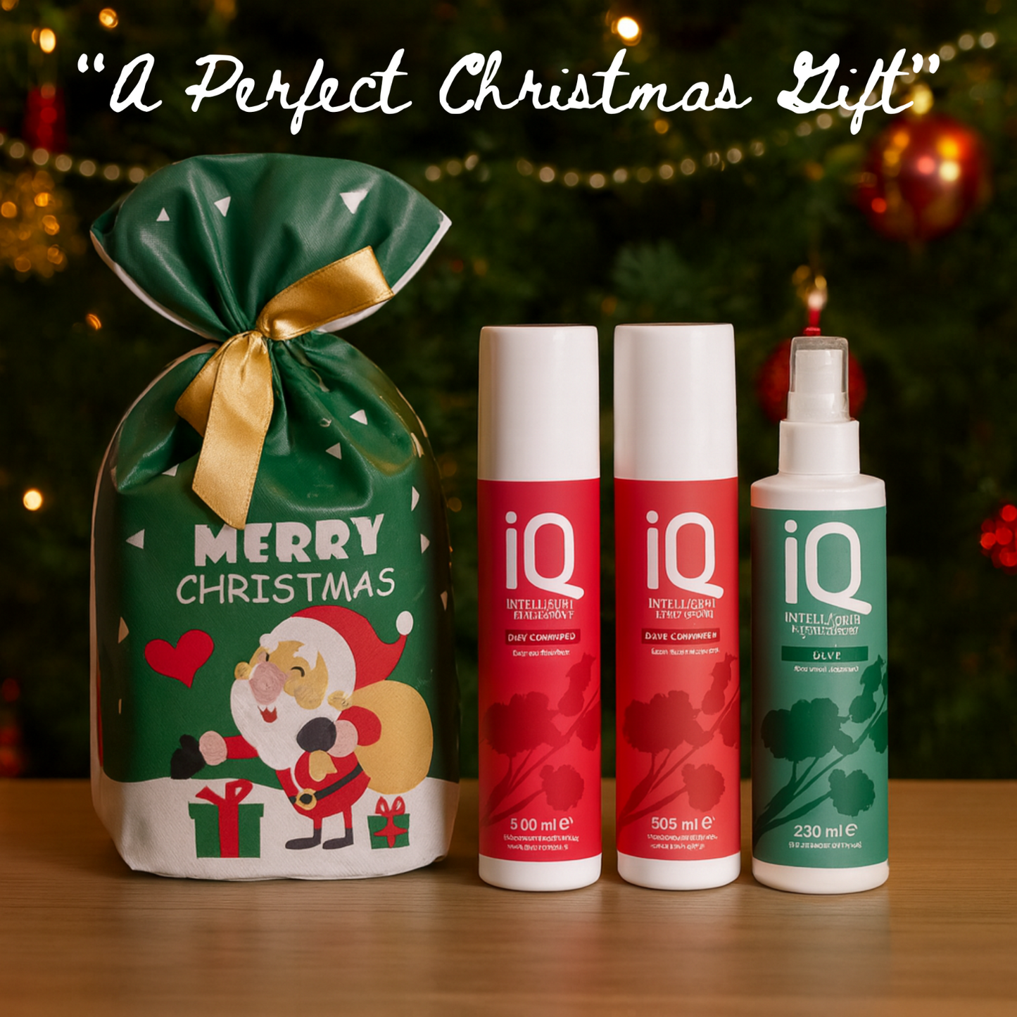 IQ Daily Shampoo & Conditioner 300ml and 10 in 1 Spray 250ml with Christmas Gift Bag Holiday Set🎁