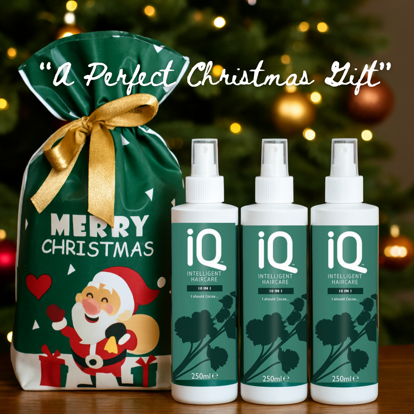 3 x IQ 10 in 1 Treatment Spray 250ml + Christmas Gift Bag Haircare Set🎁