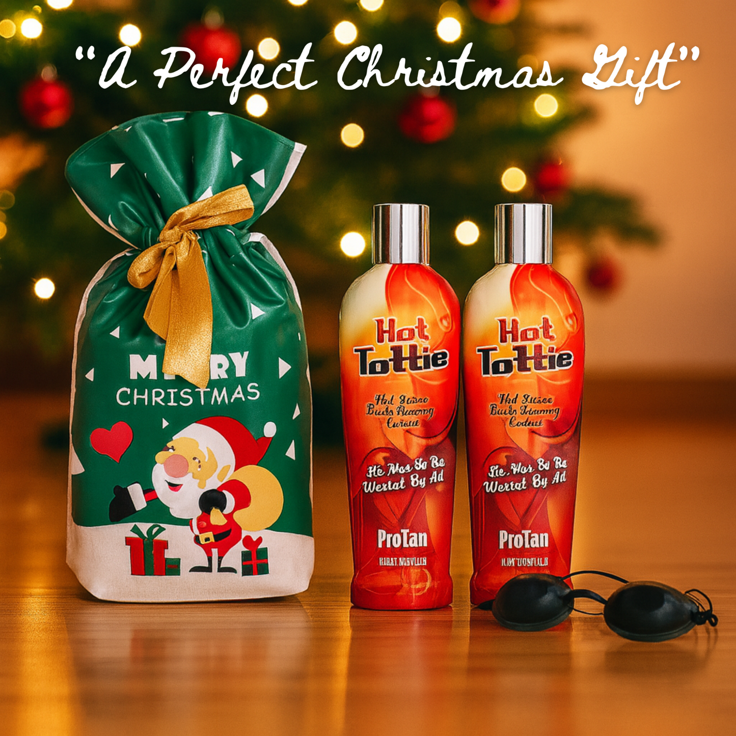 2 x Pro Tan Hot Tottie 251ml with Sunbed Goggles + Christmas Gift Bag Set🎁