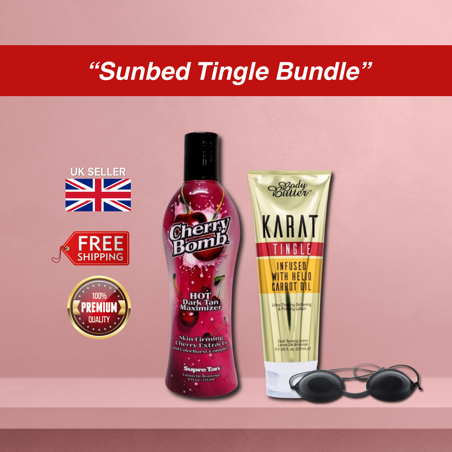 Body Butter Tingle with Supre Tan Cherry Bomb + Goggles Tingling Sunbed Set