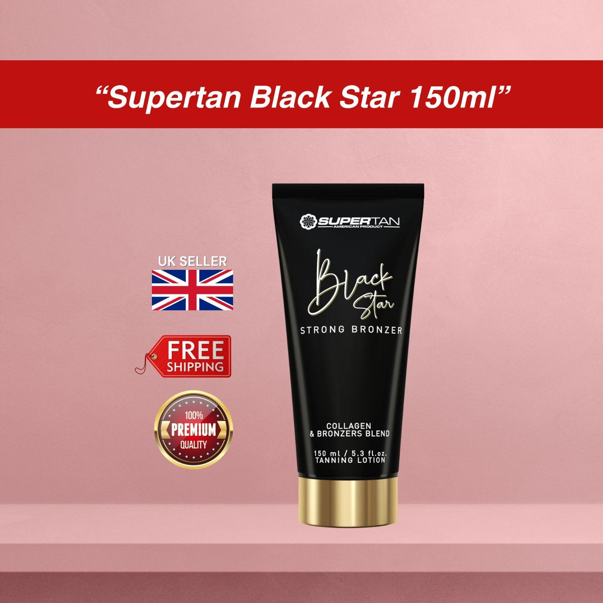 SuperTan Black Star Sunbed Black Bronzer 150ml | Indoor Tanning Lotion with DHA