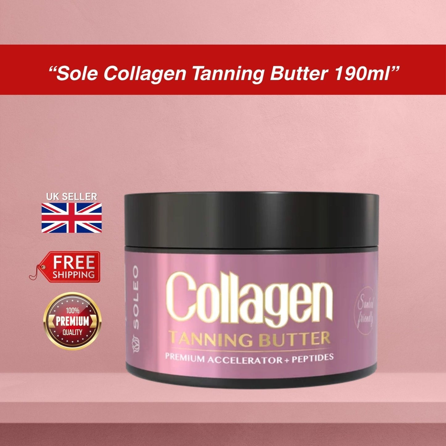 Soleo Collagen Tanning Butter Premium Accelerator Sunbed Lotion Cream Tub 190ml