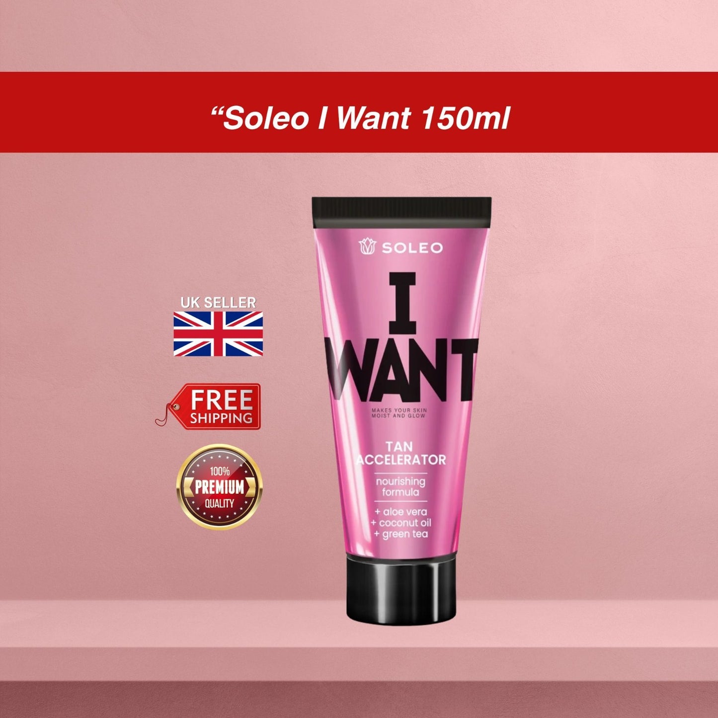 Soleo I WANT Tan Accelerator Nourishing Formula Fast Sunbed Lotion 150ml