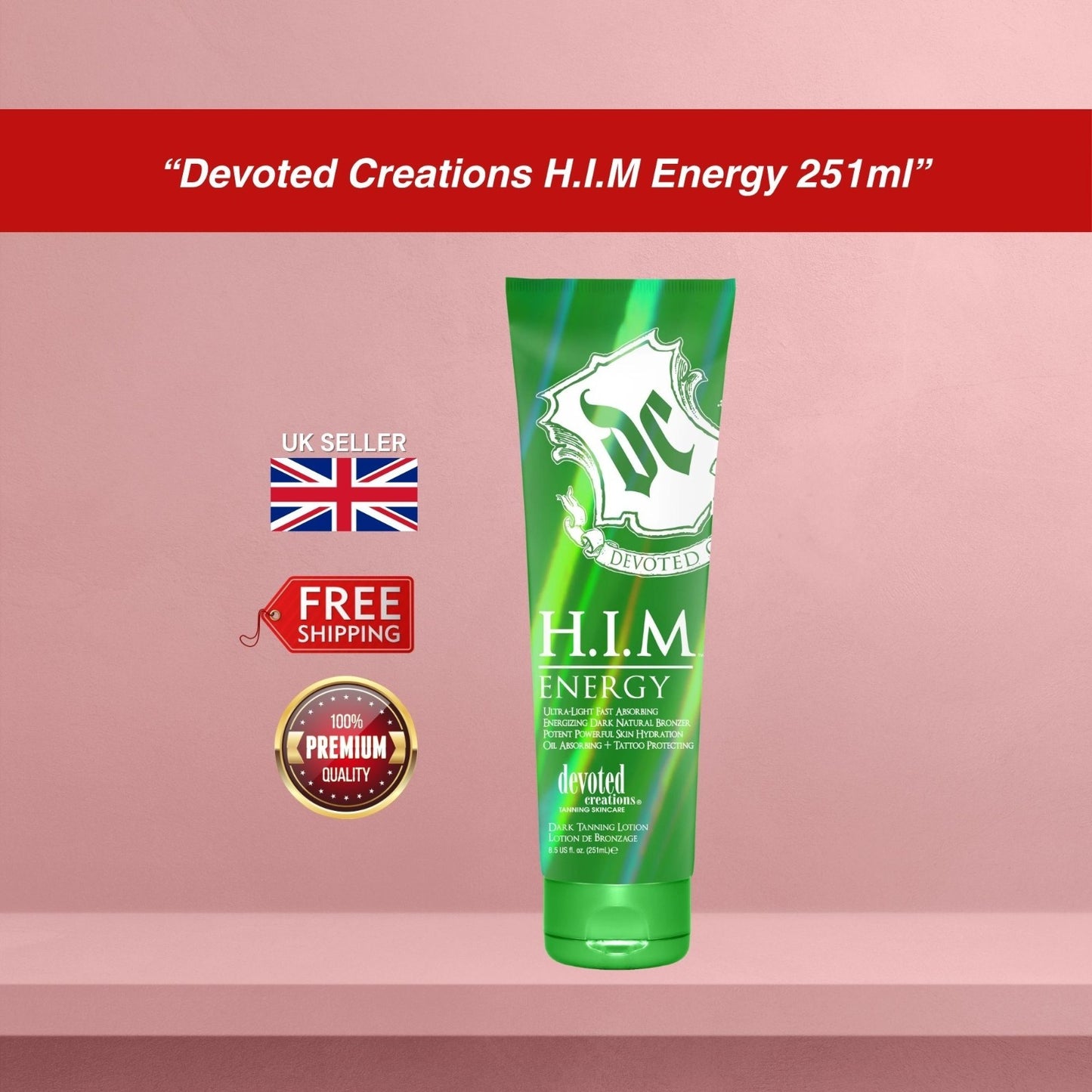 Devoted Creations HIM Energy Natural Bronzer for Men Sunbed Tanning Lotion 251ml