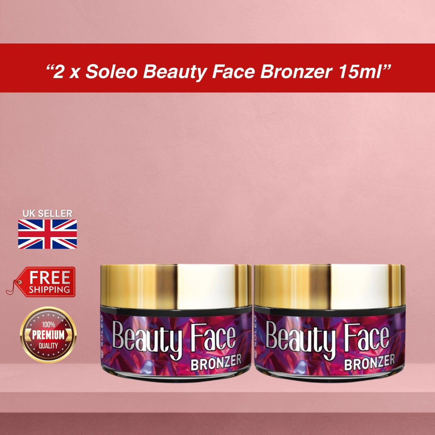 2 x Soleo Beauty Face Bronzer 15ml Pots | Facial Bronzing Lotion for Indoor Tan