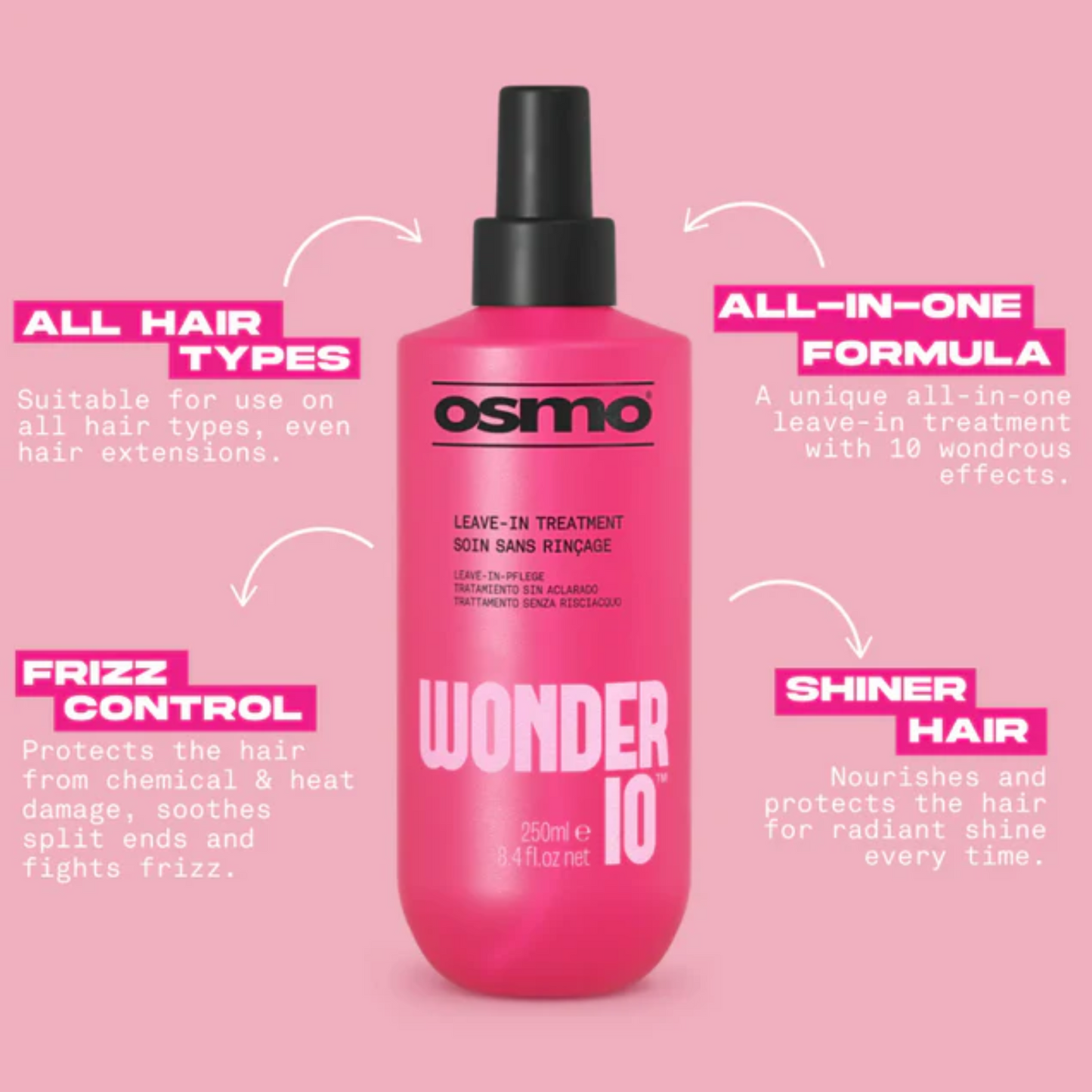 Osmo Wonder 10 Leave‑In Treatment Spray 250 ml – 10‑Benefit Keratin Treatment for Soft, Shiny, Frizz‑Free Hair