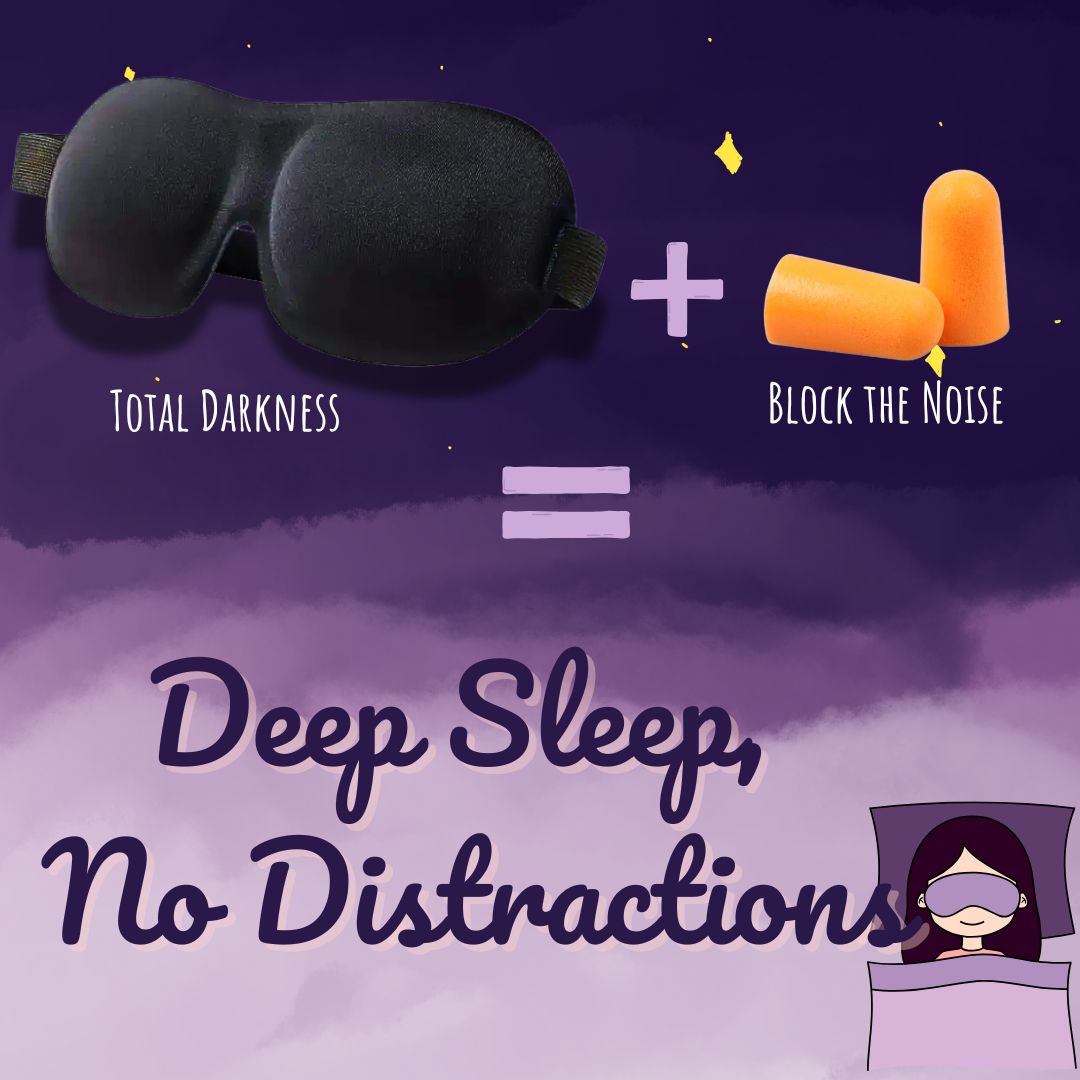 DEEP SLEEP DUO - Blackout Sleep Eye Mask (2x) and Foam Earplugs (2pairs) Bundle