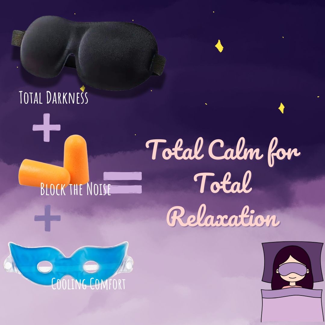 DEEP REST RECOVERY SET - Blackout Sleep Eye Mask, Foam Earplugs, and Gel Eye Mask Bundle