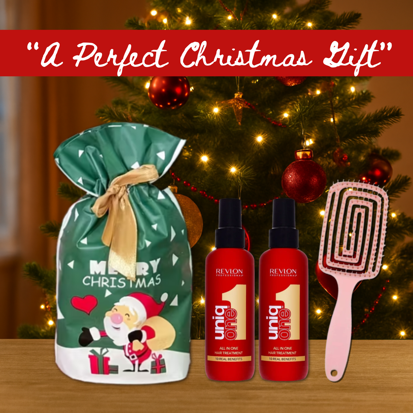 2x Revlon Uniq One Hair Treatment 150ml with Hair Brush + Christmas Gift Bag 🎁