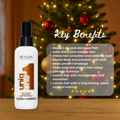 2x Revlon Uniq One Coconut 150ml with Hair Brush + Christmas Gift Bag🎁