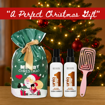 2x Revlon Uniq One Coconut 150ml with Hair Brush + Christmas Gift Bag🎁