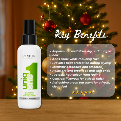 2x Revlon Uniq One Green Tea 150ml with Hair Brush + Christmas Gift Bag 🎁