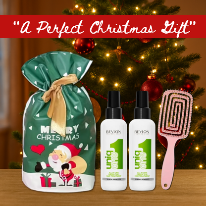 2x Revlon Uniq One Green Tea 150ml with Hair Brush + Christmas Gift Bag 🎁