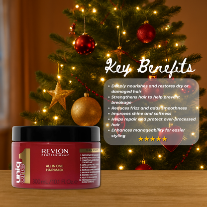 2x Revlon Uniq One Hair Mask 300ml with hair Brush + Christmas Gift Bag 🎁