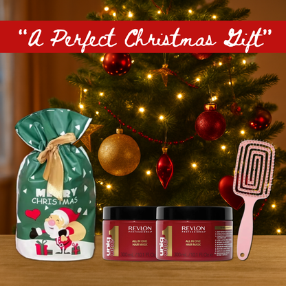 2x Revlon Uniq One Hair Mask 300ml with hair Brush + Christmas Gift Bag 🎁