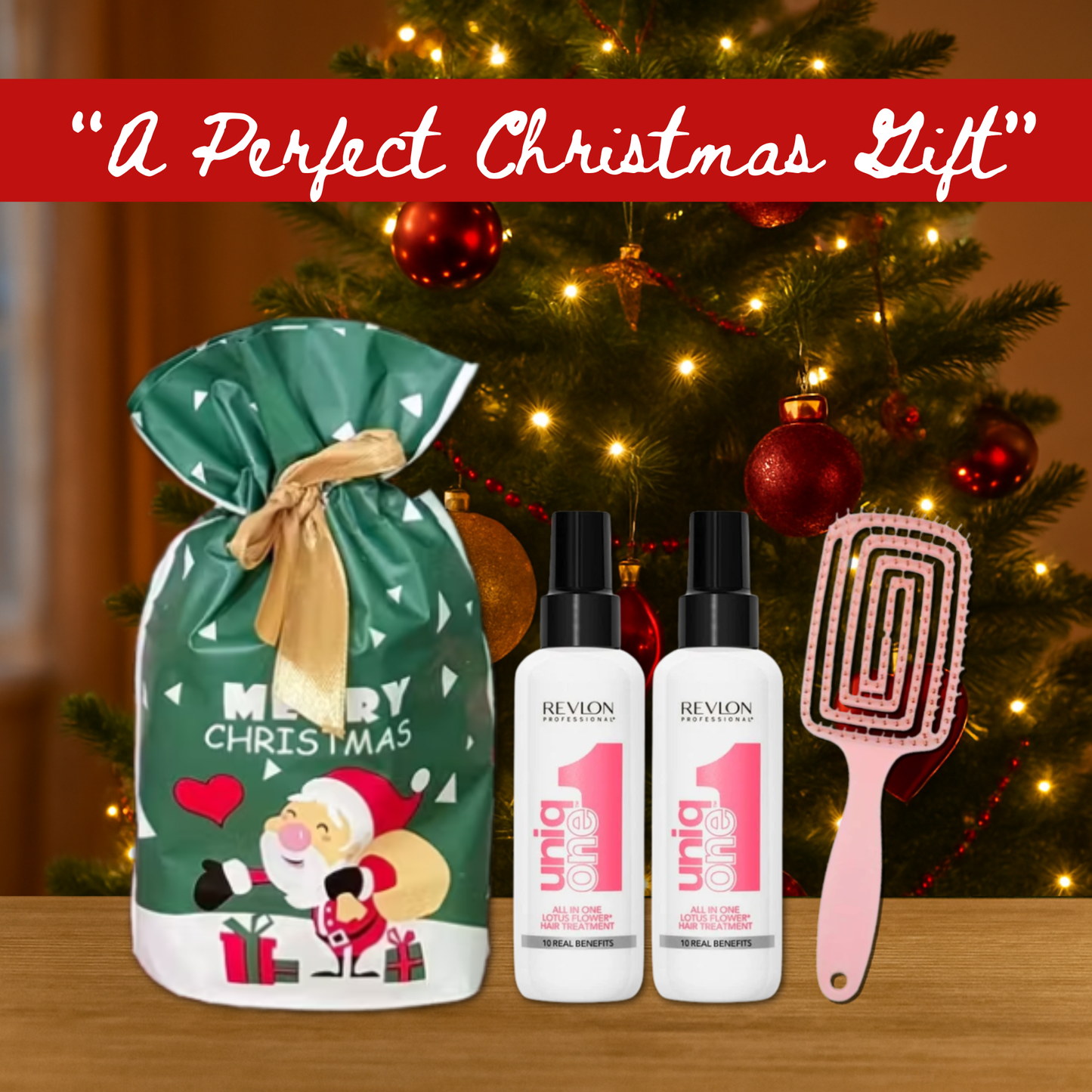 2x Revlon Uniq One Lotus Flower 150ml with Hair Brush + Christmas Gift Bag 🎁