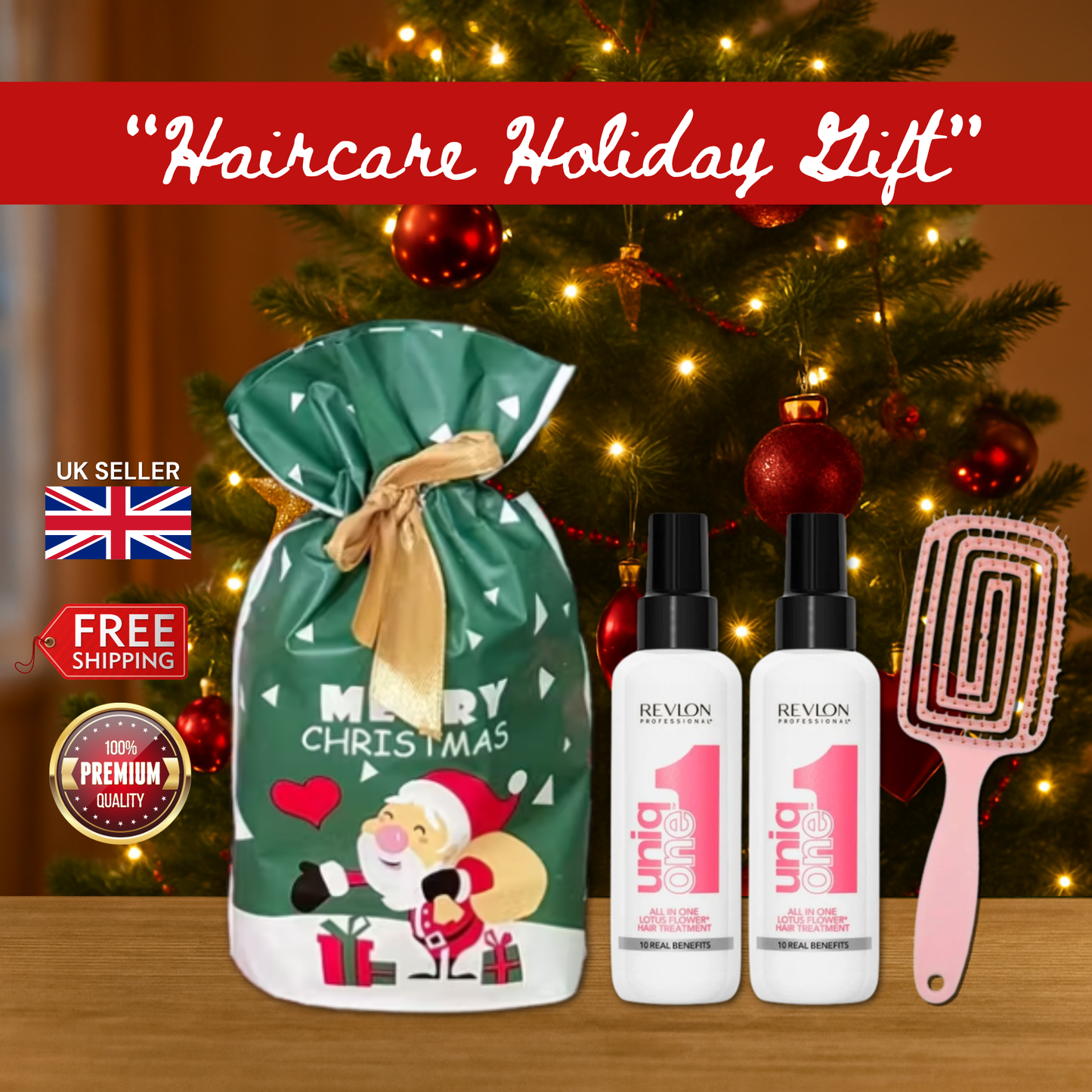 2x Revlon Uniq One Lotus Flower 150ml with Hair Brush + Christmas Gift Bag 🎁