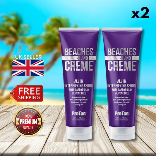 2 x Pro Tan Beaches and Creme All-In Intensifying Serum 250ml - Deep Tanning!