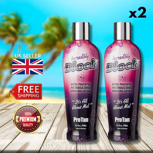 2 x Pro Tan Incredibly Black Ultra Powerful 10X Bronzing Lotion 250ml - Deep Tan