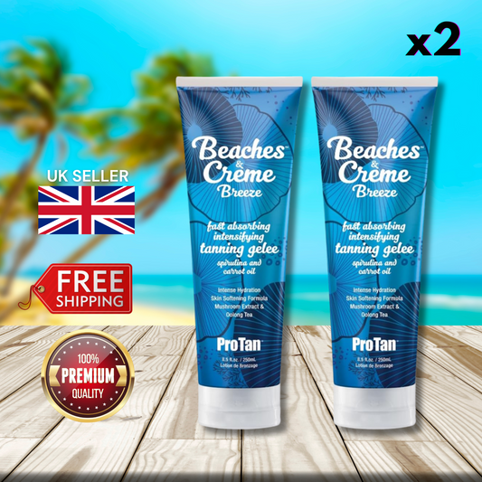 2 x Pro Tan Beaches and Creme Breeze Fast Absorbing Intensifying Tanning 250ml