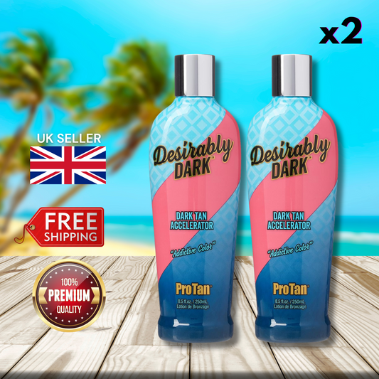 2 x Pro Tan Desirably Black Dark Tan Accelerator 250ml - Tan Perfection!