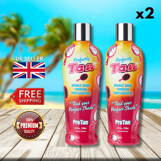 2 x Pro Tan Perfectly Tan Double Dark Tanning Accelerator 250ml - Perfect Tan!
