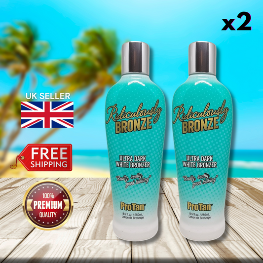 2 x Pro Tan Ridiculously Bronze Ultra Dark White Bronzer 250ml - Glow On!