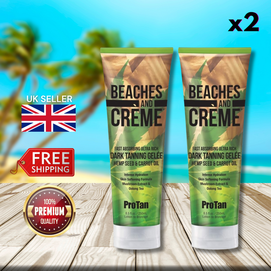 2 x Pro Tan Beaches and Creme Fast Absorbing Ultra Rich Dark Tanning Gelee 250ml