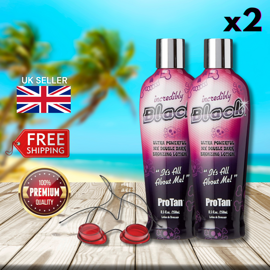 Pro Tan Incredibly Black  10X Double Dark Bronzing Lotion 250ml + Sunbed Goggles