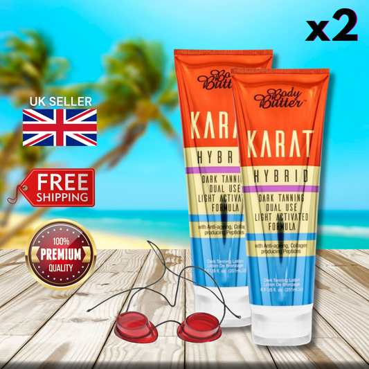 2 x Body Butter Karat Hybrid Dark Tanning  251ml + Sunbed Goggles