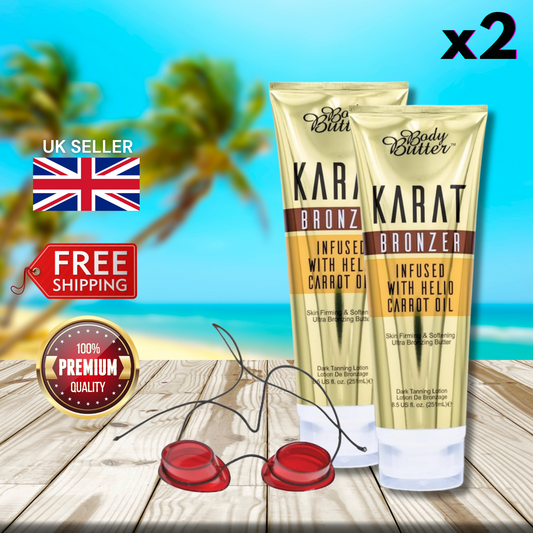 2 x Body Butter Karat Bronzer  Infused with Helio Carrot Oil 251ml + Goggles
