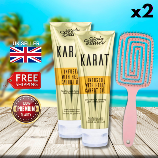 2 x Body Butter Karat Infused with Helio Carrot Oil 251ml + Hair Brush