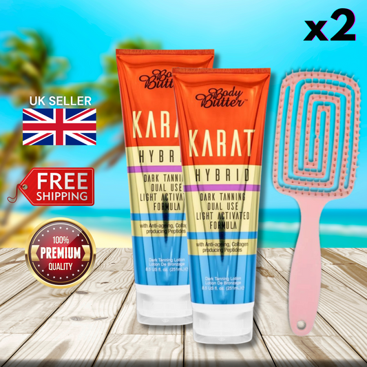2 x Body Butter Karat Hybrid Dark Tanning  251ml + Detangling Hair Brush