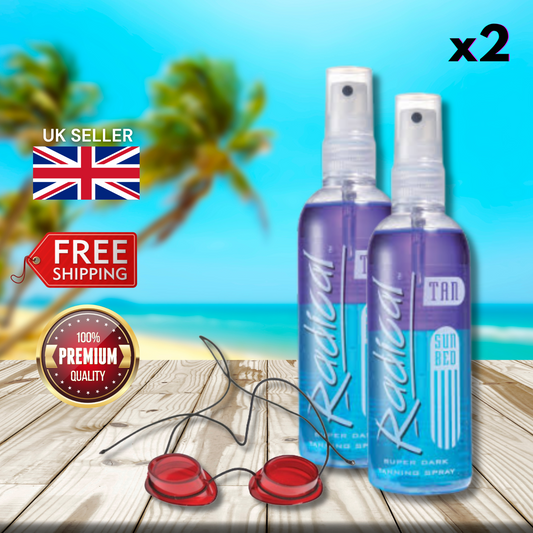 2 x Radical Tan Super Dark Tanning Spray 165ml + Sunbed Goggles