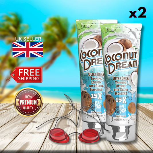 2 x Fiesta Sun Coconut Dream 236ml + Sunbed Goggles - Ultra Dark Tanning Lotion!