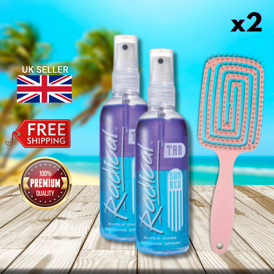 2 x Radical Tan Super Dark Tanning Spray 165ml + Hair Brush - Dark Tan!