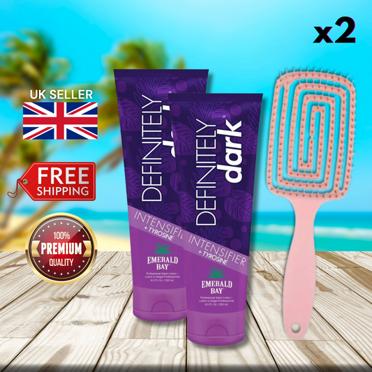 2 x Emerald Bay Definitely Dark Intensifier 250ml + Hair Brush Bundle
