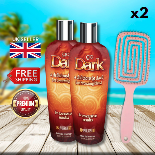 2 x Synergy Tan Go Dark 230ml + Hair Brush - Flawless Bronze!