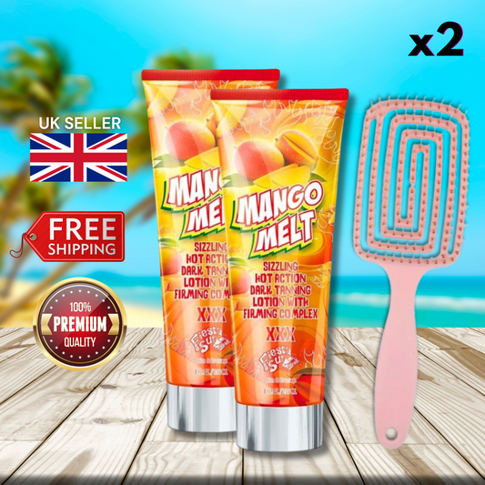 2 x Fiesta Sun Mango Melt 236ml + Hair Brush - Sizzling Hot Tanning Lotion