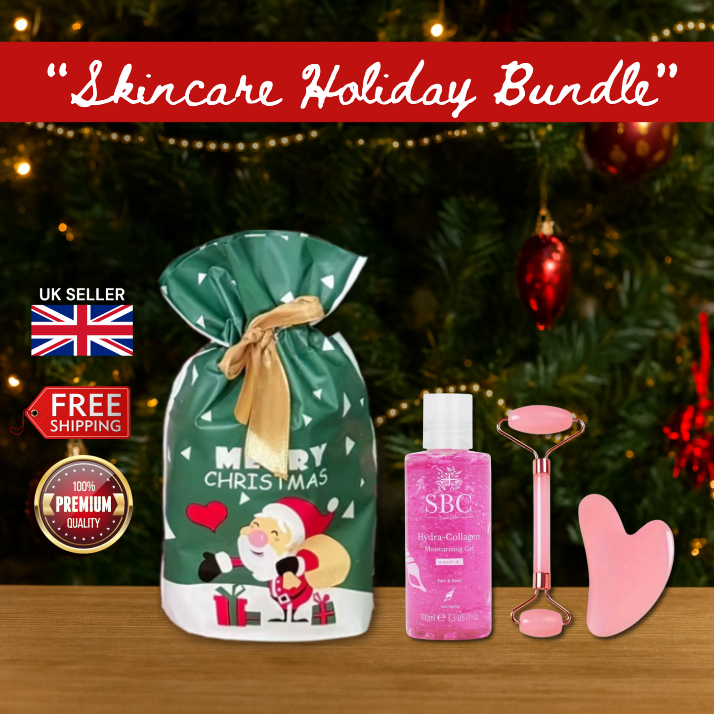 SBC Hydra Collagen Gel 100ml + Face Roller & Gua Sha + Christmas Gift Bag 🎁