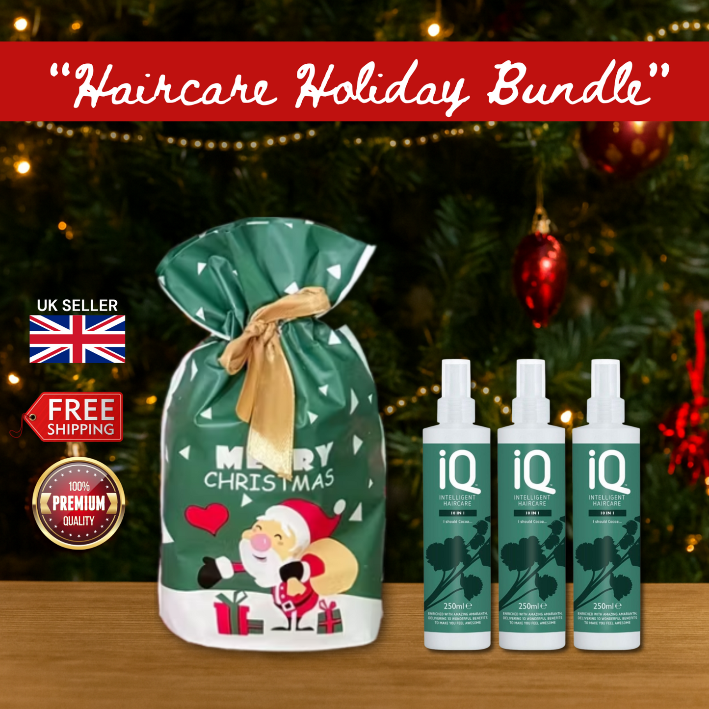 3 x IQ 10 in 1 Treatment Spray 250ml + Christmas Gift Bag Haircare Set🎁