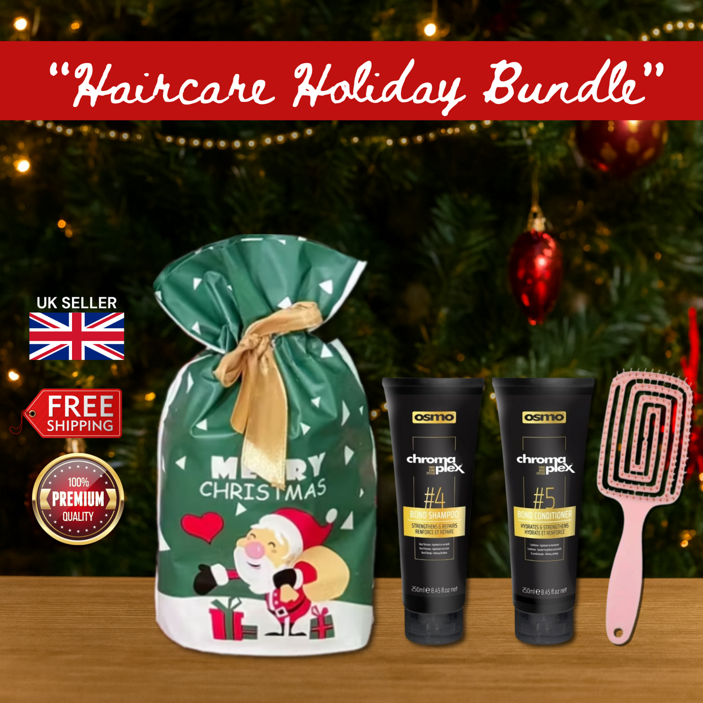 Osmo Chromaplex #4 Shampoo & #5 Conditioner + Brush + Christmas Gift Bag 🎁