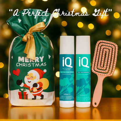 IQ Tea Tree Shampoo & Conditioner 300ml with Hair Brush + Christmas Gift Bag 🎁