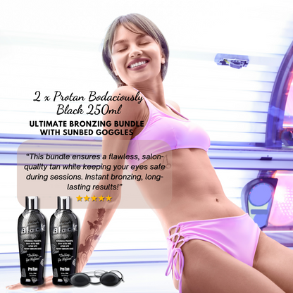 2 x Pro Tan Bodaciously Black 251ml with Sunbed Goggles + Christmas Gift Bag 🎁